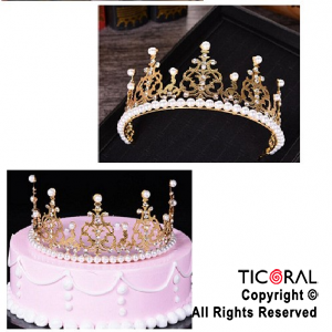 Corona metal para decoracin de tortas 12.5 cm diametro oro x 1